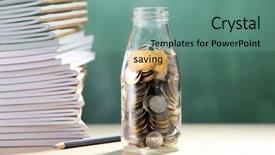  Presentation with save water concept saving - Presentation design consisting of jar with coin for eduction background and a seafoam green colored foreground