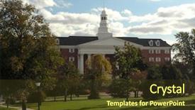  Presentation with college move in day - Colorful theme enhanced with college building on beautiful day backdrop and a tawny brown colored foreground