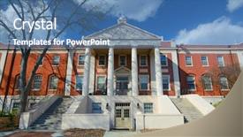  Presentation with modern building - Beautiful presentation design featuring college campus - detail of a modern academic backdrop and a teal colored foreground