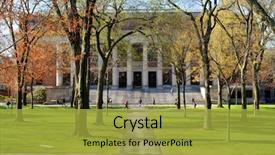  Presentation with college campus - Theme consisting of college campus in the spring background and a gold colored foreground