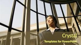  Presentation with business women - Cool new presentation with college career - business women holding folder backdrop and a tawny brown colored foreground