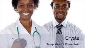  Presentation with doctor african - Cool new presentation theme with college career - couple of african americans doctor backdrop and a light blue colored foreground