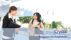  Presentation with team building - Amazing theme having college career - woman business team at their backdrop and a  colored foreground