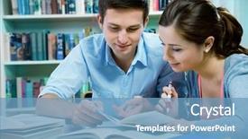  Presentation with students exchange and covid - Audience pleasing slide set consisting of college classroom - couple of students backdrop and a teal colored foreground