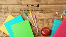  Presentation with accessories - Colorful slides enhanced with college clubs - books apple and accessories backdrop and a coral colored foreground