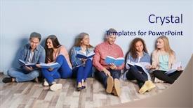  Presentation with light and globe people - PPT layouts enhanced with college clubs - group of people with books background and a  colored foreground