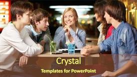  Presentation with students - Slide deck consisting of college clubs - portrait of five happy students background and a tawny brown colored foreground