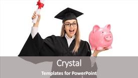 Presentation with diploma - Presentation theme consisting of college costing - overjoyed graduate student background and a  colored foreground