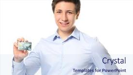 Presentation with cyber credit card crime - Colorful slides enhanced with college credits - cute teenage boy with credit backdrop and a  colored foreground