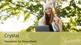  Presentation with happy birthday card brother - PPT layouts having college credits - happy young woman dressed background and a yellow colored foreground