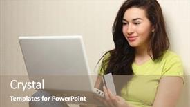  Presentation with college - Amazing slide deck having college credits - young woman with a laptop backdrop and a coral colored foreground