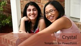  Presentation with cultural diversity - Beautiful presentation design featuring college cultural diversity - two young women middle eastern backdrop and a red colored foreground