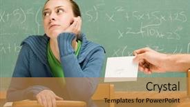  Presentation with letter - PPT layouts consisting of college dating - boy passing girl a letter background and a gold colored foreground