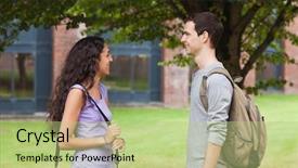  Presentation with dating - PPT layouts enhanced with college dating - charming students flirting in front background and a  colored foreground