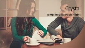  Presentation with book of joshua - Cool new PPT theme with college dating - couple with coffee and book backdrop and a coral colored foreground