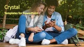  Presentation with outdoors - Presentation theme featuring college dating - image of excited emotional young background and a tawny brown colored foreground