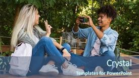  Presentation with young happy couple - Colorful presentation theme enhanced with college dating - image of happy young loving backdrop and a ocean colored foreground