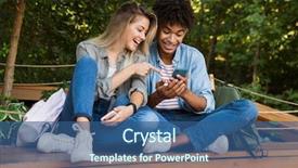  Presentation with young happy couple - Presentation theme having college dating - image of happy young loving background and a  colored foreground