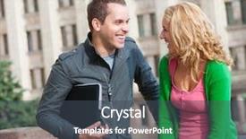  Presentation with students walking on campus - Colorful PPT theme enhanced with college dating - two attractive happy students talking backdrop and a ocean colored foreground