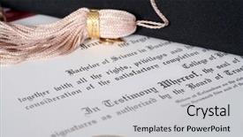 Presentation with bachelor - Presentation theme consisting of college diploma and a cap background and a  colored foreground