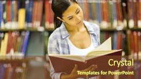  Presentation with university library - Presentation theme consisting of college education - university student reading a book background and a  colored foreground