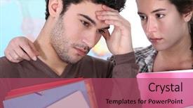  Presentation with student - Beautiful presentation theme featuring college examinations - girl consoling fellow student backdrop and a violet colored foreground