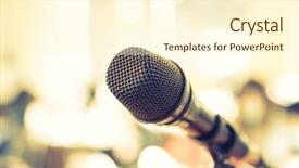  Presentation with vintage festival - Cool new slide deck with college festival - black microphone in conference room backdrop and a cream colored foreground