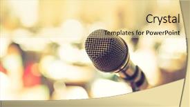  Presentation with vintage festival - Cool new PPT layouts with college festival - black microphone in conference room backdrop and a blonde colored foreground