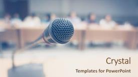  Presentation with vintage festival - Colorful slide deck enhanced with college festival - black microphone in conference room backdrop and a sky blue colored foreground