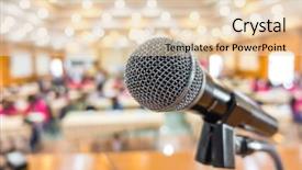  Presentation with conference - Presentation theme having college festival - black microphone in conference room background and a lemonade colored foreground