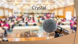  Presentation with microphone - Amazing slides having college festival - black microphone in conference room backdrop and a lemonade colored foreground