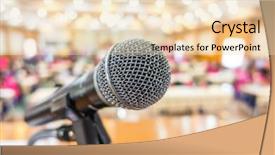  Presentation with festival - Colorful slide set enhanced with college festival - black microphone in conference room backdrop and a lemonade colored foreground