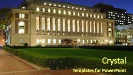  Presentation with university library - Cool new PPT theme with college festival - butler library at columbia university backdrop and a tawny brown colored foreground