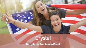  Presentation with american flag - Audience pleasing PPT layouts consisting of college festival - two dynamic young friends proudly backdrop and a coral colored foreground