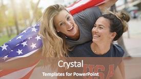  Presentation with american flag - Cool new theme with college festival - two dynamic young friends proudly backdrop and a coral colored foreground