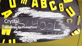  Presentation with jainism education - Beautiful presentation theme featuring college font - alphabet blackboard education backdrop and a  colored foreground