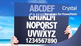  Presentation with alphabet - Presentation theme featuring college font - alphabet card with beach background background and a teal colored foreground