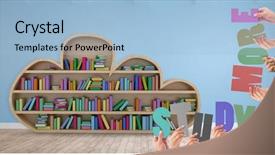  Presentation with study - PPT theme having college font - colorful alphabet spelling study more background and a light blue colored foreground