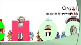  Presentation with robots - Slide set consisting of college font - word school held by retro background and a  colored foreground