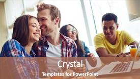  Presentation with dinner - Slides enhanced with college food - group of students having dinner background and a coral colored foreground