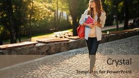  Presentation with dental full metal crown - Presentation theme with college girls - full length image of happy background and a coral colored foreground