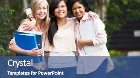  Presentation with college students - Audience pleasing slide set consisting of college girls - group of female teenage students backdrop and a ocean colored foreground