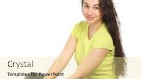  Presentation with college - Slides having college girl sitting side-view background and a blonde colored foreground