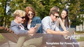  Presentation with technology students - Cool new slide set with college girls - summer technology education and teenage backdrop and a  colored foreground