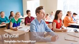  Presentation with learning - Theme featuring college grades - education learning and people concept background and a coral colored foreground