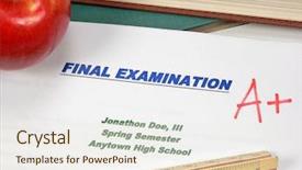  Presentation with discipline in school - Colorful slide set enhanced with college grades - graded school papers backdrop and a  colored foreground