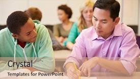  Presentation with wrestling high school - PPT theme featuring college grades - high school teacher helping student background and a coral colored foreground