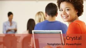  Presentation with racing diversity race ethnicity - Audience pleasing PPT theme consisting of college grades - mixed race teenage girl using backdrop and a red colored foreground