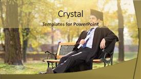  Presentation with college faculty - Presentation theme enhanced with college graduate enjoying in park background and a yellow colored foreground