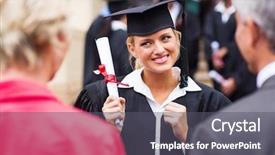  Presentation with college - Cool new PPT layouts with student read newspaper - plus size model girl making backdrop and a  colored foreground.